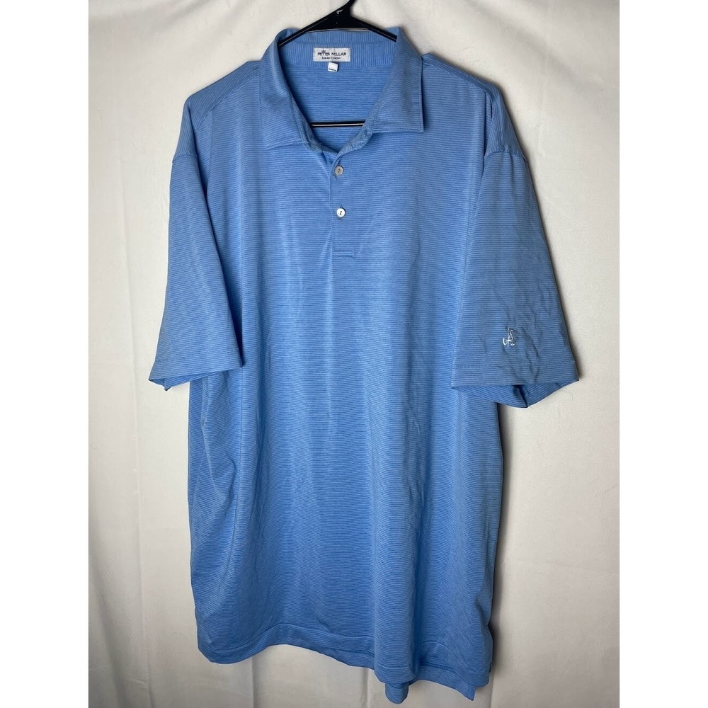 Peter Millar Atlanta Athletic Club Men's Polo Shirt Blue White Size XL